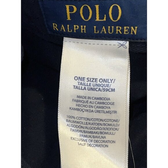 POLO RALPH LAUREN Adult Adjustble Baseball Cap Navy Blue Yellow Pony Hat One Sz - Picture 7 of 8